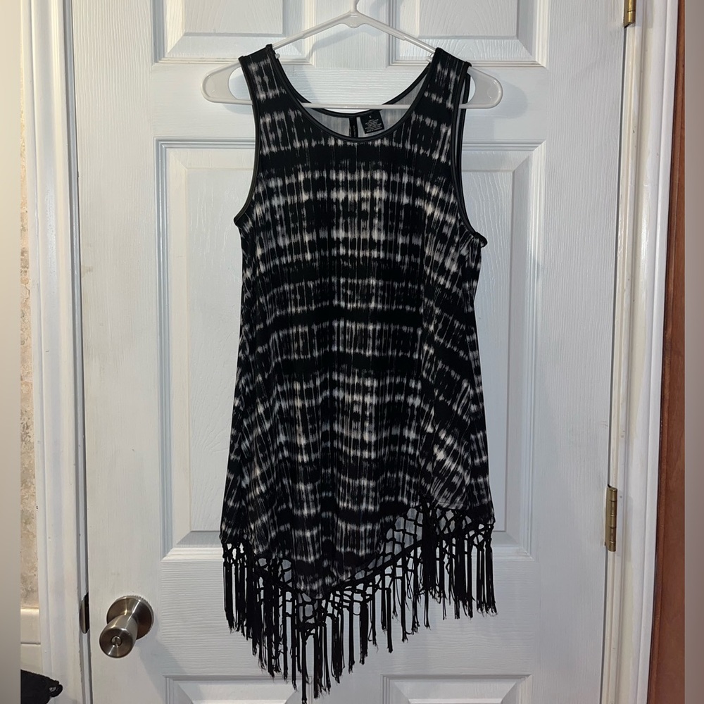 Black and White Tank Blouse